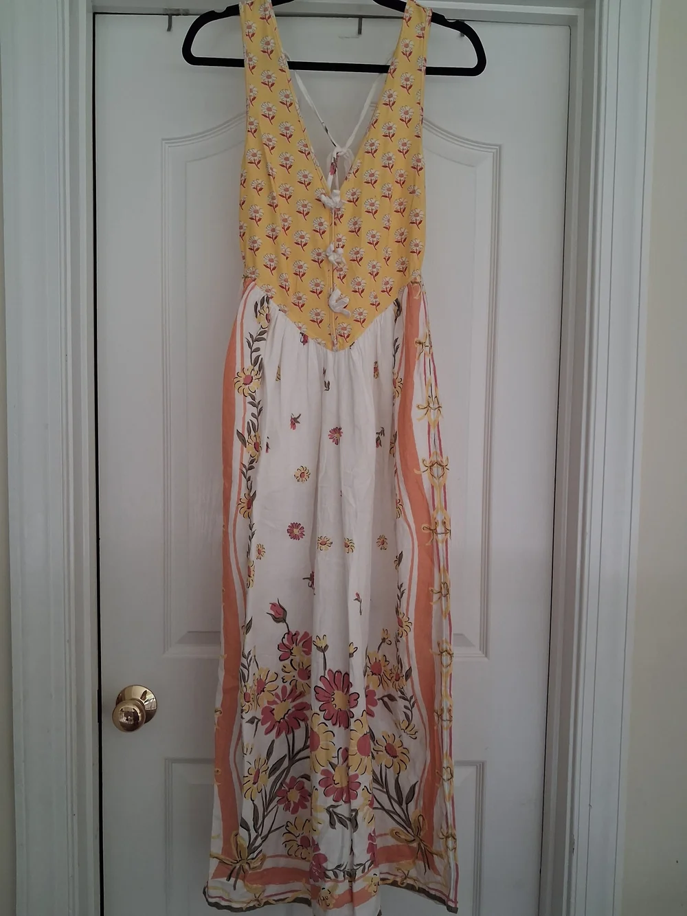 Free People Bali Honeydew Yellow and Cream Jumpsuit Romper Maxi